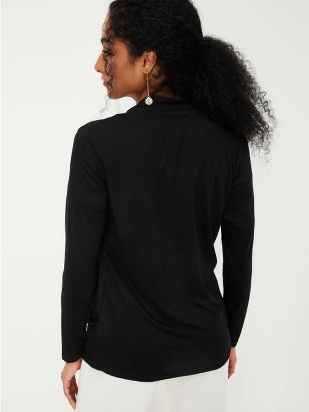 Women Solid Open Front Black Cardigan/Shrug - Picture 2 of 9